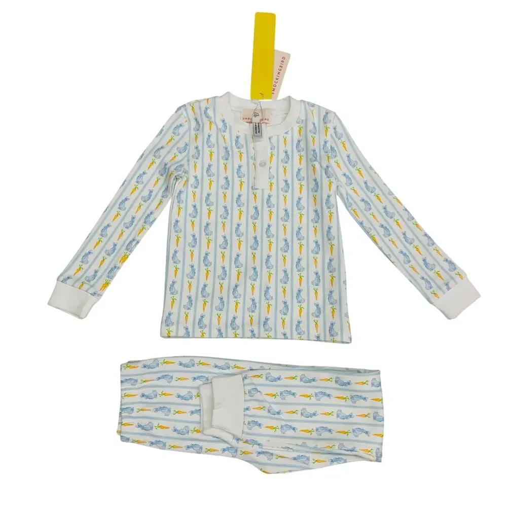 NWT Smockingbird Size 10 Blue Bunny Knit PJs